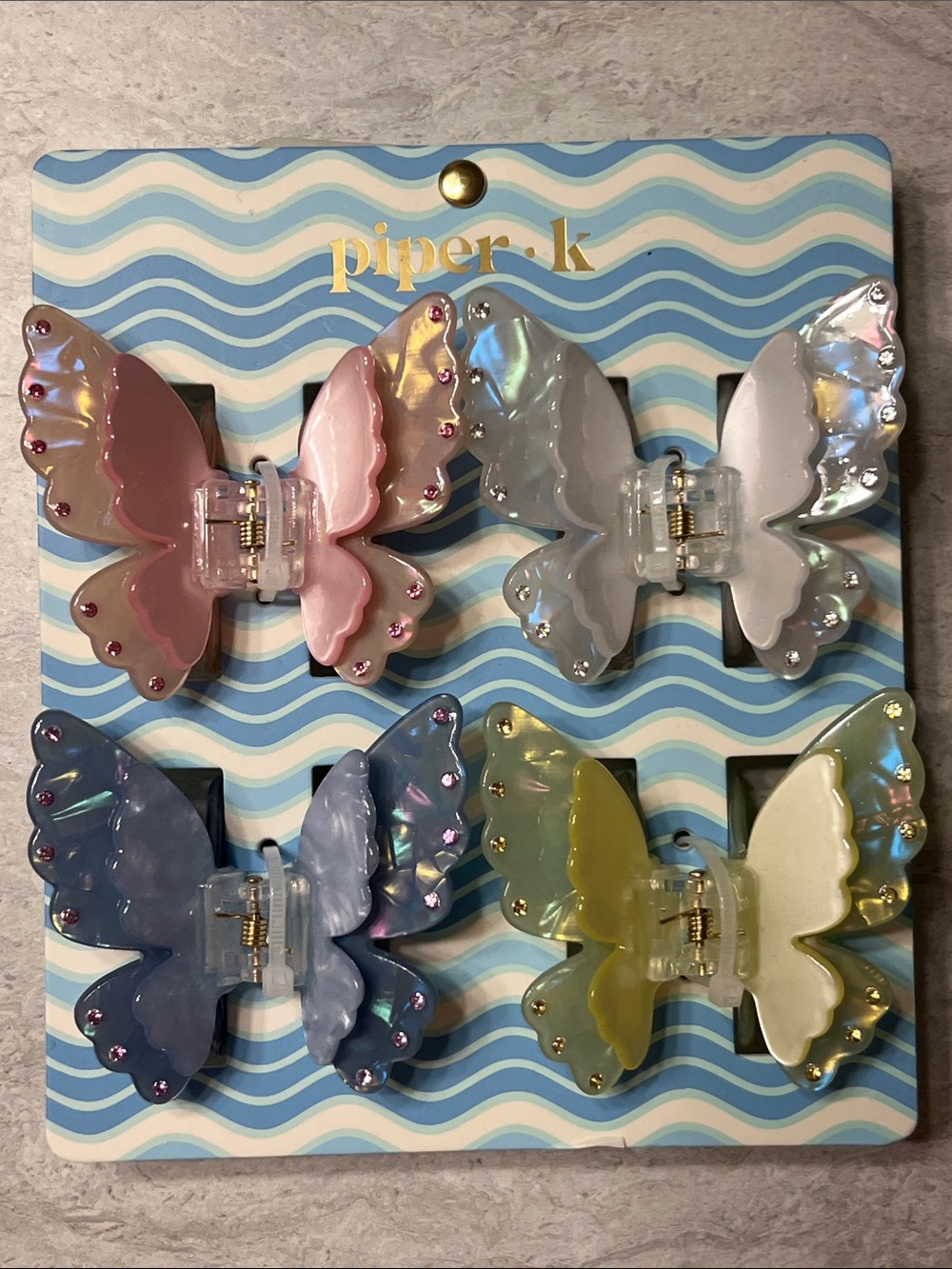 Piper Butterfly Hair Clips - Pink, Gray, Blue, Yellow, Purple, Cream